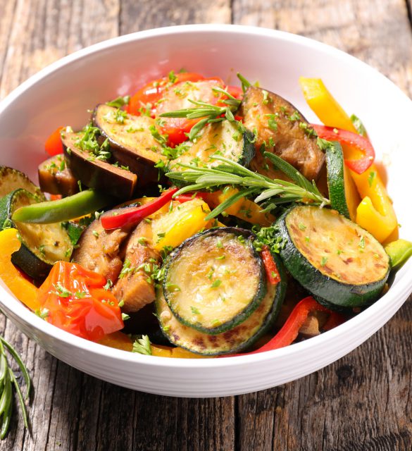 ratatouille,fried vegetables and herbs
