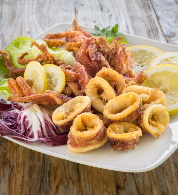 Calamari fritti, deep fried squid, Italian Cuisine