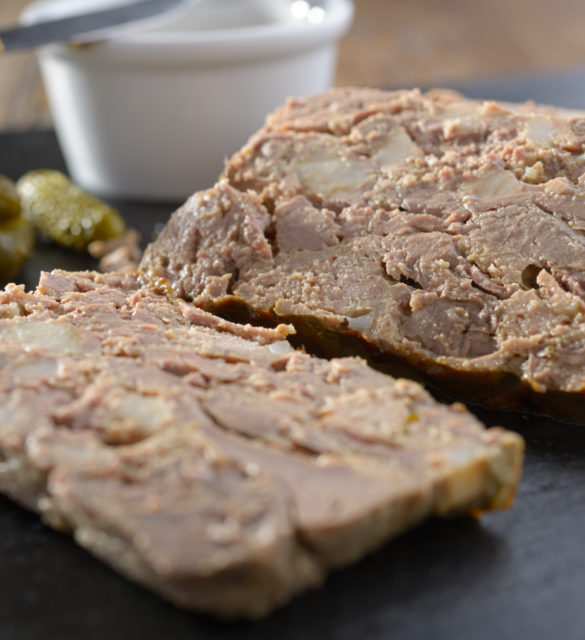Rabbit liver terrine with pickles and mustard